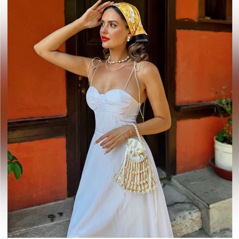 Zara ZW Collection Ruffled Poplin White Maxi Dress